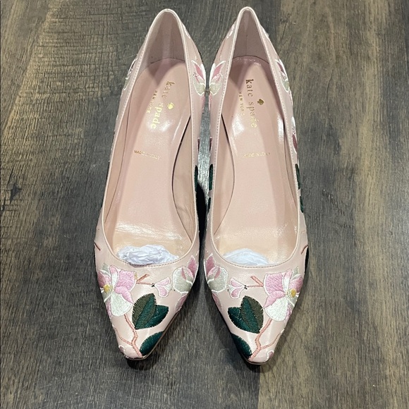 Kate Spade Pink and Green Floral Heels 7 - Picture 1 of 7